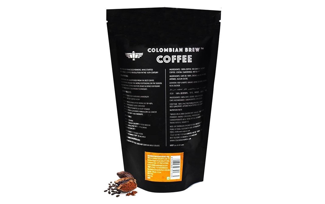 Colombian Brew Double Chocolate Mocha Coffee   Pack  100 grams